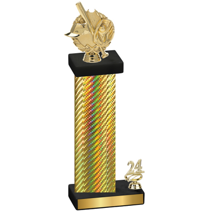 Accented Single Gold Carbon Fiber Year Baseball Trophy