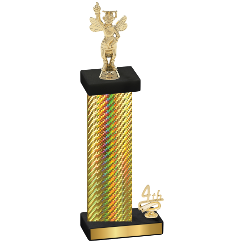 Accented Single Gold Carbon Fiber Fourth Place Academics Trophy