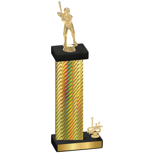 Accented Single Gold Carbon Fiber First Place Baseball Trophy