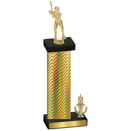 Accented Single Gold Carbon Fiber Victory Baseball Trophy