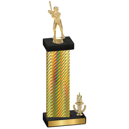 Accented Single Gold Carbon Fiber Victory Baseball Trophy