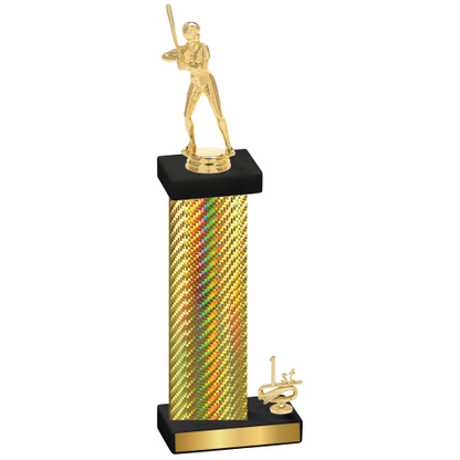 Accented Single Gold Carbon Fiber First Place Softball Trophy