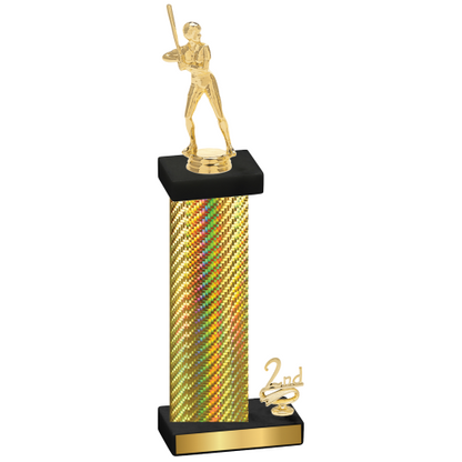 Accented Single Gold Carbon Fiber Second Place Softball Trophy
