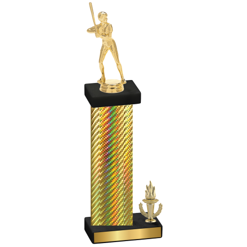 Accented Single Gold Carbon Fiber Victory Softball Trophy