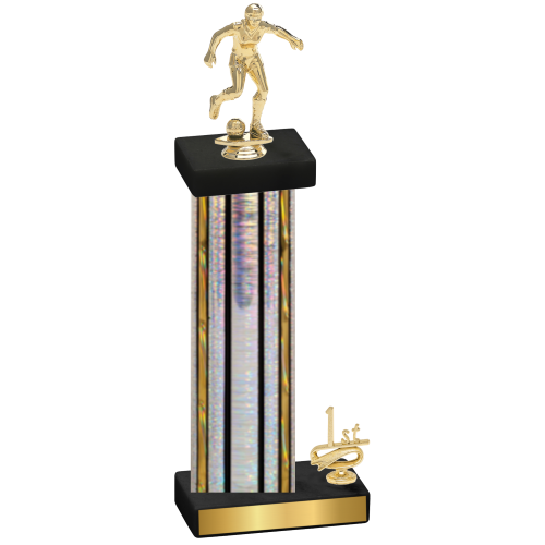 Accented Single Silver Glacier First Place Soccer Trophy