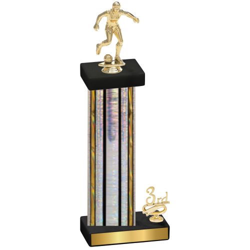 Accented Single Silver Glacier Third Place Soccer Trophy