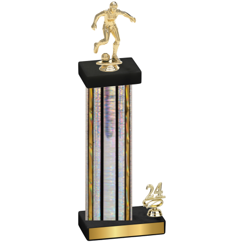 Accented Single Silver Glacier Year Soccer Trophy