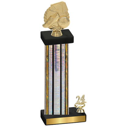 Accented Single Silver Glacier Year Soccer Trophy