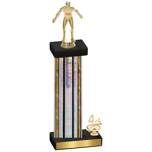 Accented Single Silver Glacier Fourth Place Wrestling Trophy