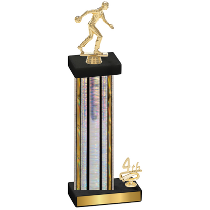 Accented Single Silver Glacier Fourth Place Bowling Trophy