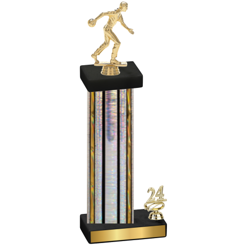 Accented Single Silver Glacier Year Bowling Trophy