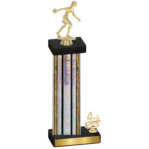 Accented Single Silver Glacier Fourth Place Bowling Trophy