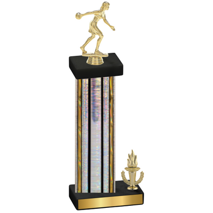 Accented Single Silver Glacier Victory Bowling Trophy