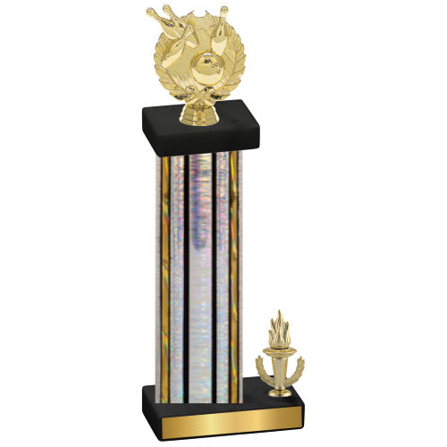 Accented Single Silver Glacier Victory Bowling Trophy