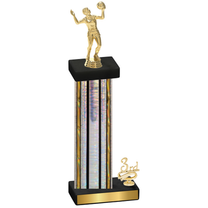 Accented Single Silver Glacier Third Place Volleyball Trophy