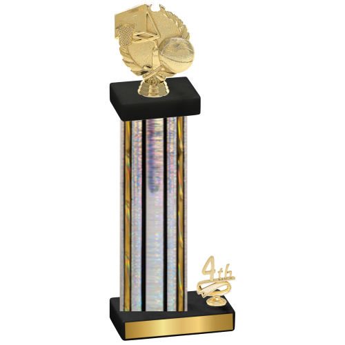 Accented Single Silver Glacier Fourth Place Basketball Trophy