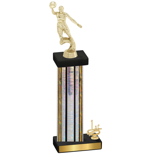 Accented Single Silver Glacier First Place Basketball Trophy