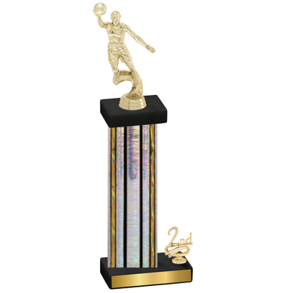 Accented Single Silver Glacier Second Place Basketball Trophy
