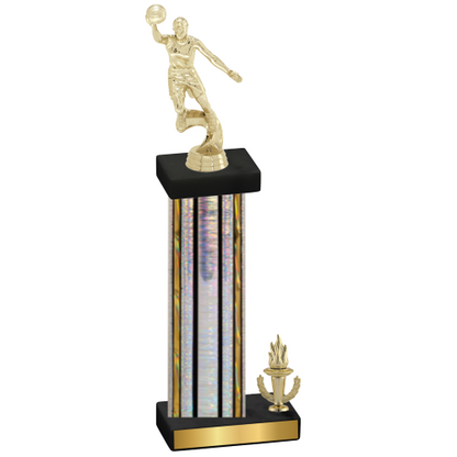 Accented Single Silver Glacier Victory Basketball Trophy