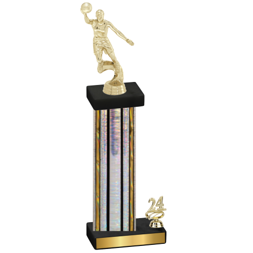Accented Single Silver Glacier Year Basketball Trophy
