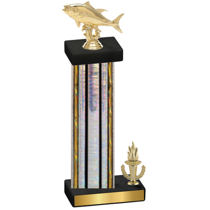 Accented Single Silver Glacier Victory Fishing Trophy
