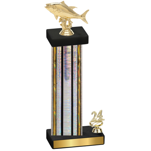 Accented Single Silver Glacier Year Fishing Trophy
