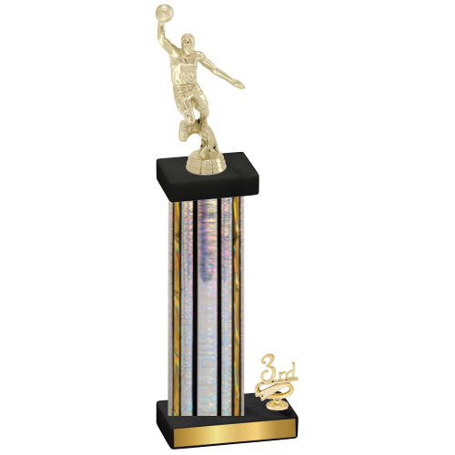 Accented Single Silver Glacier Third Place Basketball Trophy