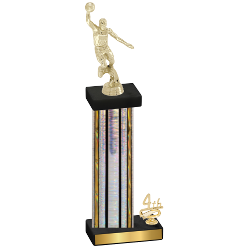 Accented Single Silver Glacier Fourth Place Basketball Trophy