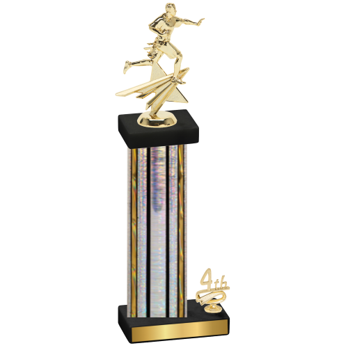 Accented Single Silver Glacier Fourth Place Flag Football Trophy