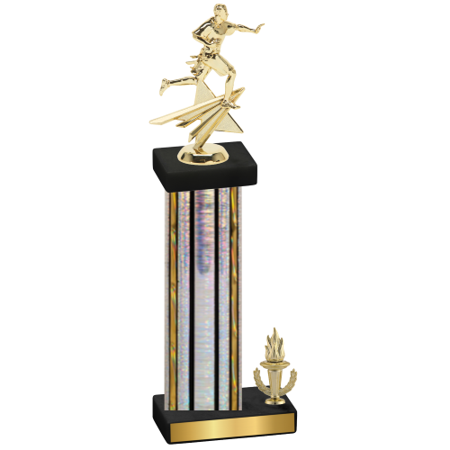 Accented Single Silver Glacier Victory Flag Football Trophy