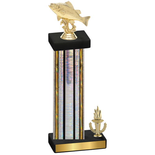 Accented Single Silver Glacier Victory Fishing Trophy