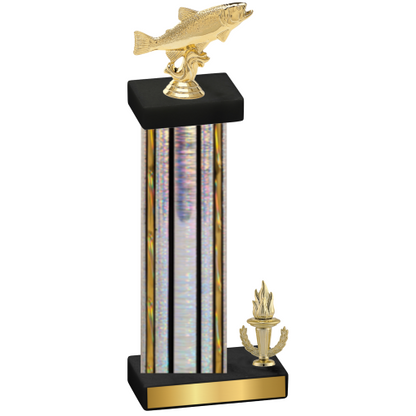Accented Single Silver Glacier Victory Fishing Trophy