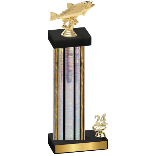 Accented Single Silver Glacier Year Fishing Trophy