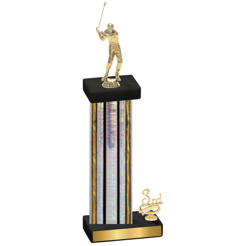 Accented Single Silver Glacier Third Place Golf Trophy