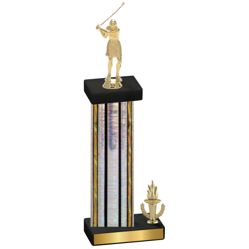 Accented Single Silver Glacier Victory Golf Trophy