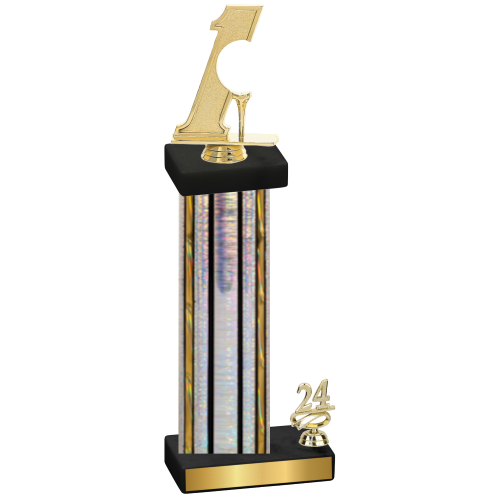 Accented Single Silver Glacier Year Golf Trophy