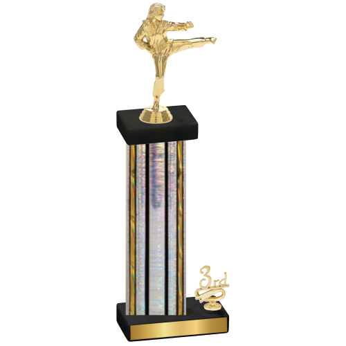 Accented Single Silver Glacier Third Place Karate Trophy