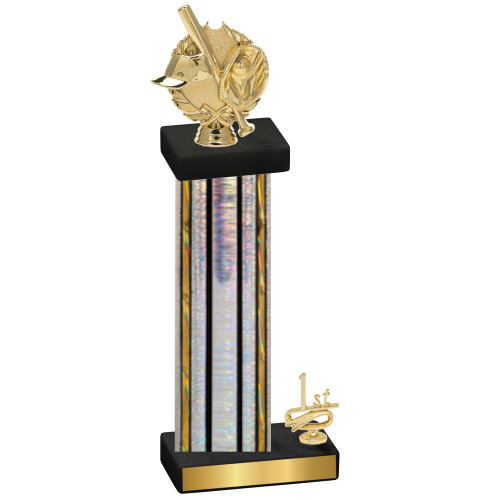 Accented Single Silver Glacier First Place Baseball Trophy