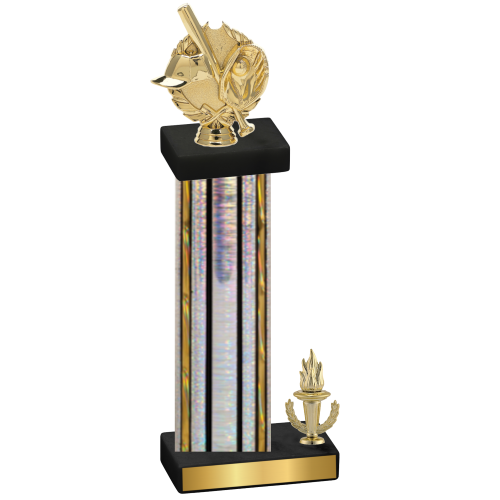 Accented Single Silver Glacier Victory Baseball Trophy