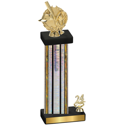 Accented Single Silver Glacier Year Baseball Trophy