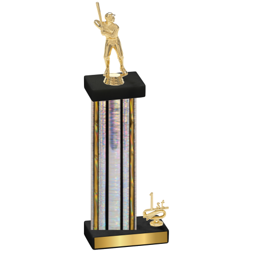 Accented Single Silver Glacier First Place Baseball Trophy