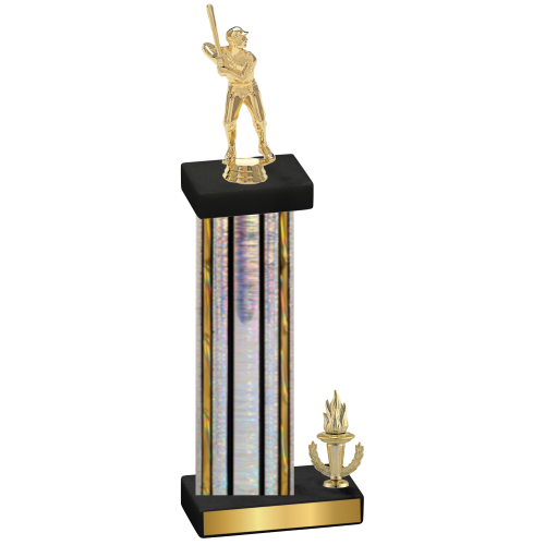 Accented Single Silver Glacier Victory Baseball Trophy