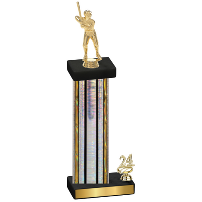 Accented Single Silver Glacier Year Baseball Trophy