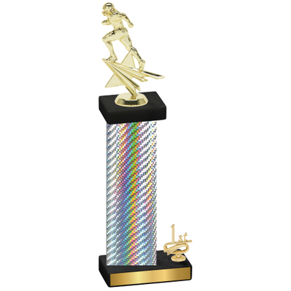 Accented Single Silver Carbon Fiber First Place Football Trophy