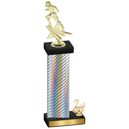 Accented Single Silver Carbon Fiber Second Place Football Trophy