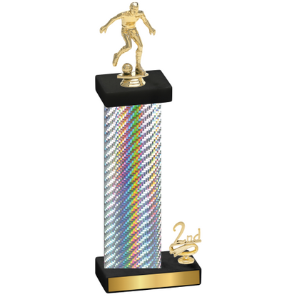 Accented Single Silver Carbon Fiber Second Place Soccer Trophy