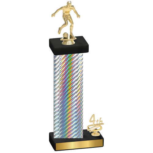 Accented Single Silver Carbon Fiber Fourth Place Soccer Trophy