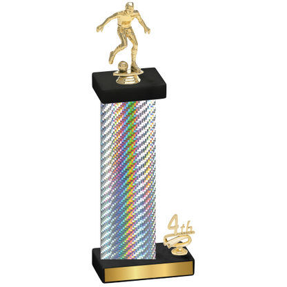 Accented Single Silver Carbon Fiber Fourth Place Soccer Trophy