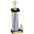 Accented Single Silver Carbon Fiber Victory Soccer Trophy