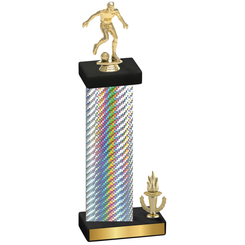 Accented Single Silver Carbon Fiber Victory Soccer Trophy